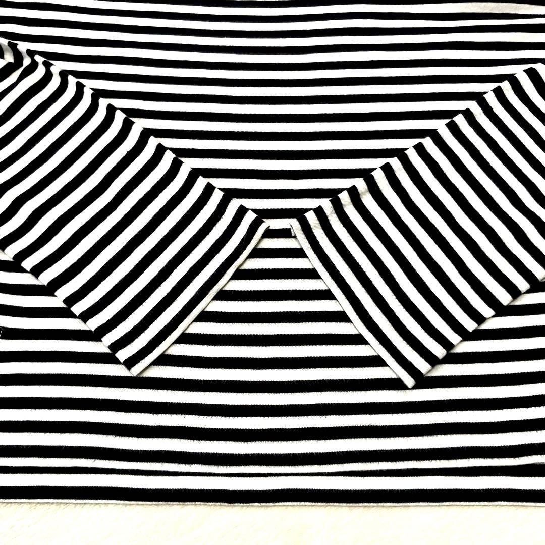 エリコ マディソンブルー ロングスリーブボーダーカットソー ロゴワッペン