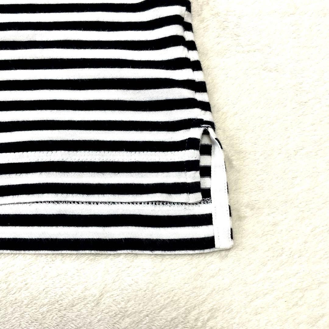 エリコ マディソンブルー ロングスリーブボーダーカットソー ロゴワッペン