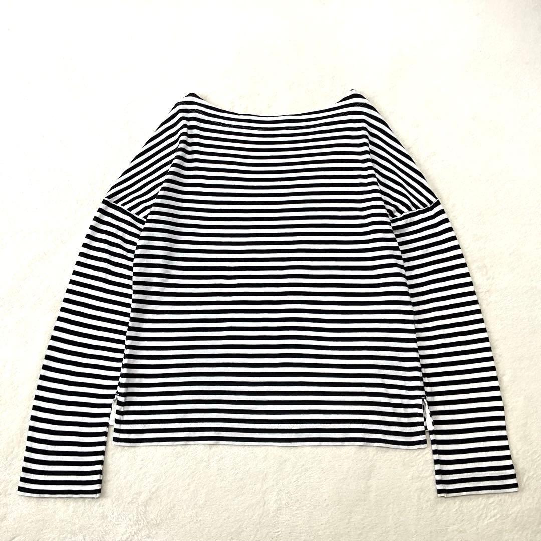 エリコ マディソンブルー ロングスリーブボーダーカットソー ロゴワッペン