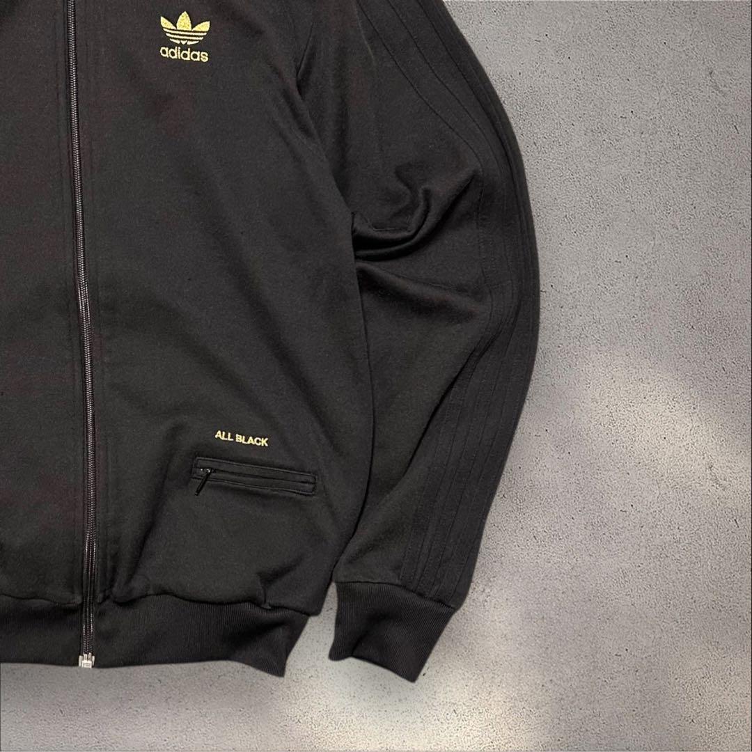adidas 00sトラックジャケットALL BLACKトレフォイル刺繍ジャージ