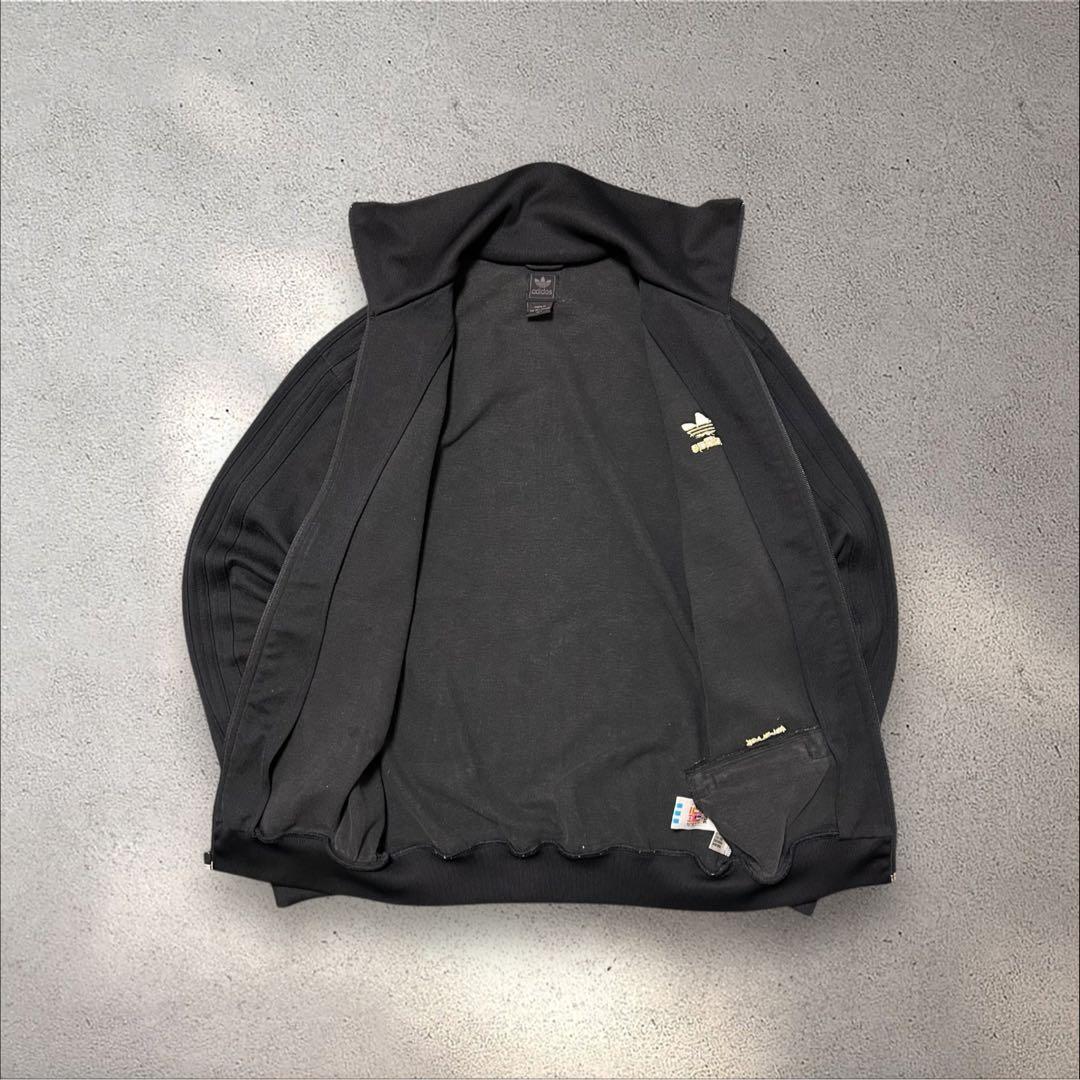 adidas 00sトラックジャケットALL BLACKトレフォイル刺繍ジャージ