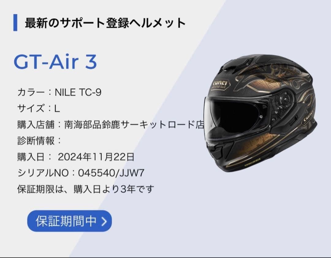 SHOEI GT-Air3 Nile ナイル Lサイズ　インカム無し