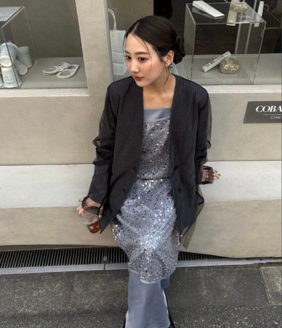 ジャケット・アウター ANDRESD stripe layered tulle jacket