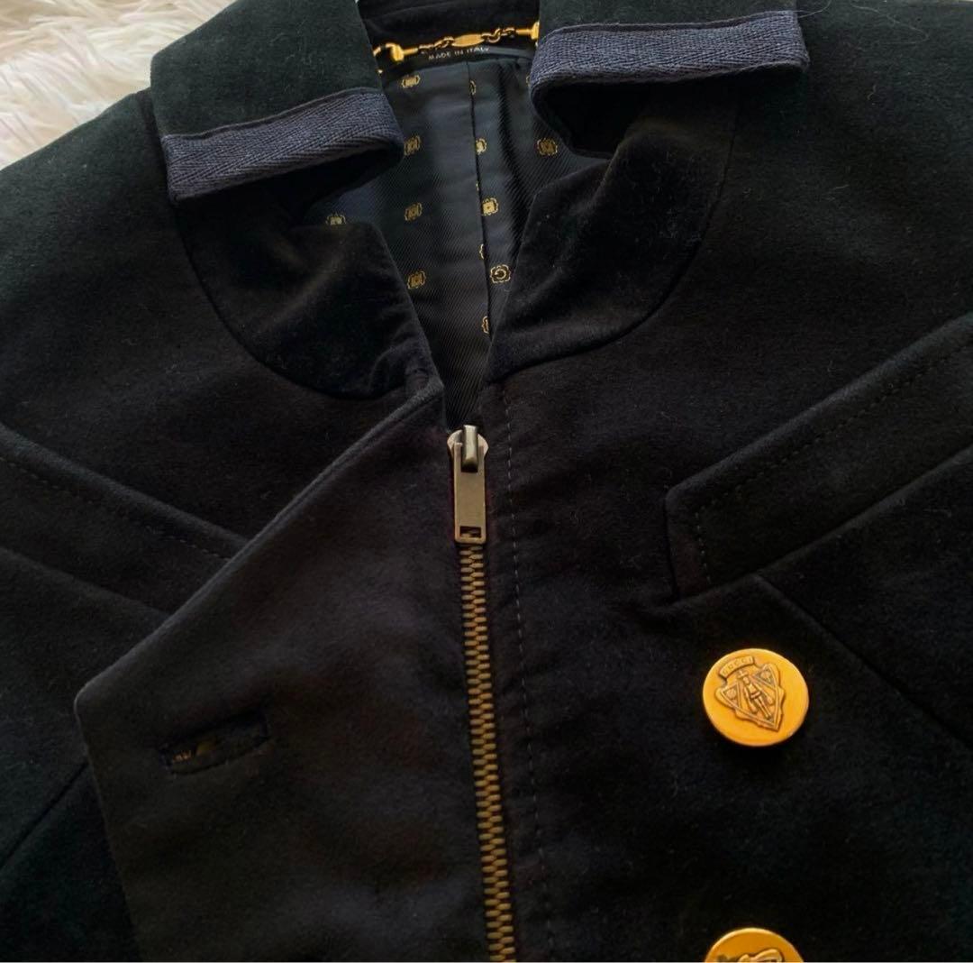 最終値下げ　グッチ ナポレオンジャケット ロゴ 金ボタン 裏地総柄 38
