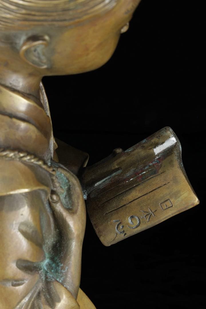 時代物 二宮金次郎像 金属製 大型48cm 二宮尊徳 置物 古美術品 骨董品