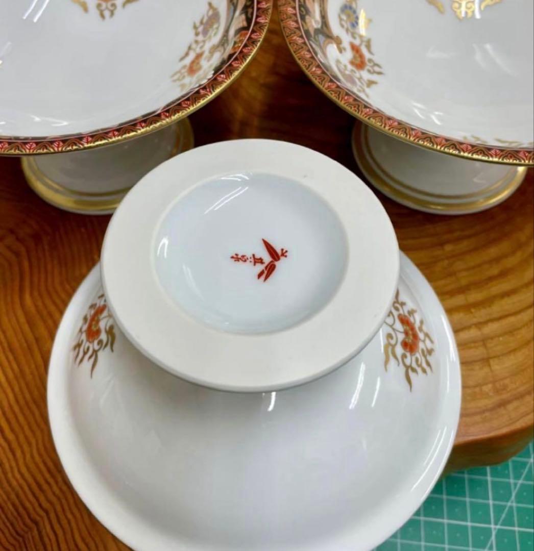 tashisan^_^其泉窯 錦黒外濃金海松鳳凰文 明治伊万里 高台皿