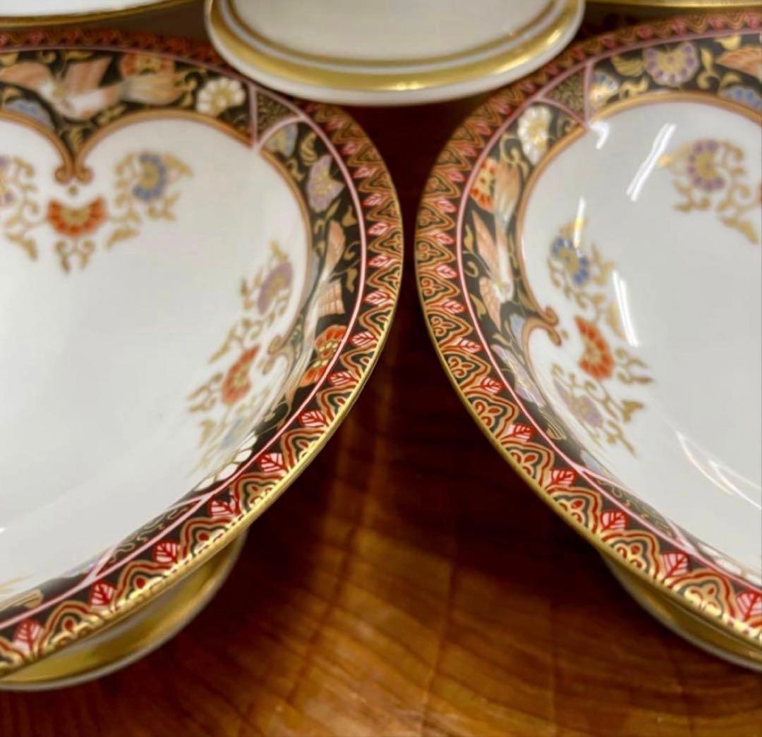 tashisan^_^其泉窯 錦黒外濃金海松鳳凰文 明治伊万里 高台皿