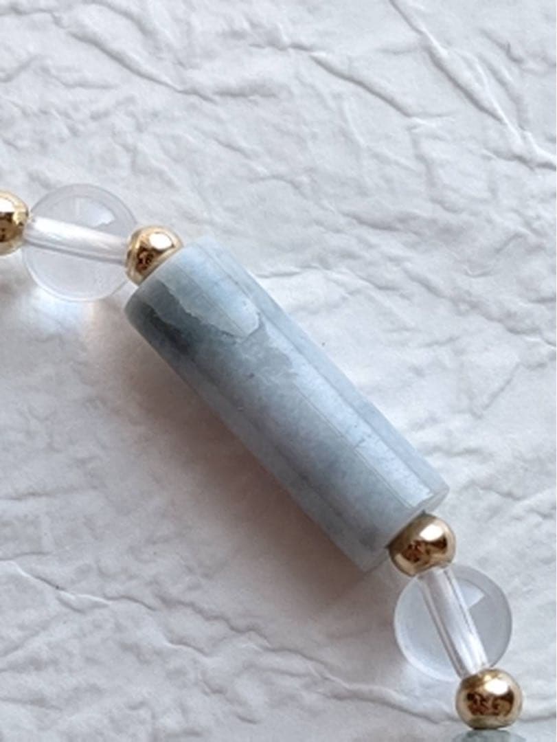 アウトレット糸魚川翡翠ビーズと糸魚川翡翠管玉と水晶のブレスレット証明書、桐箱付き