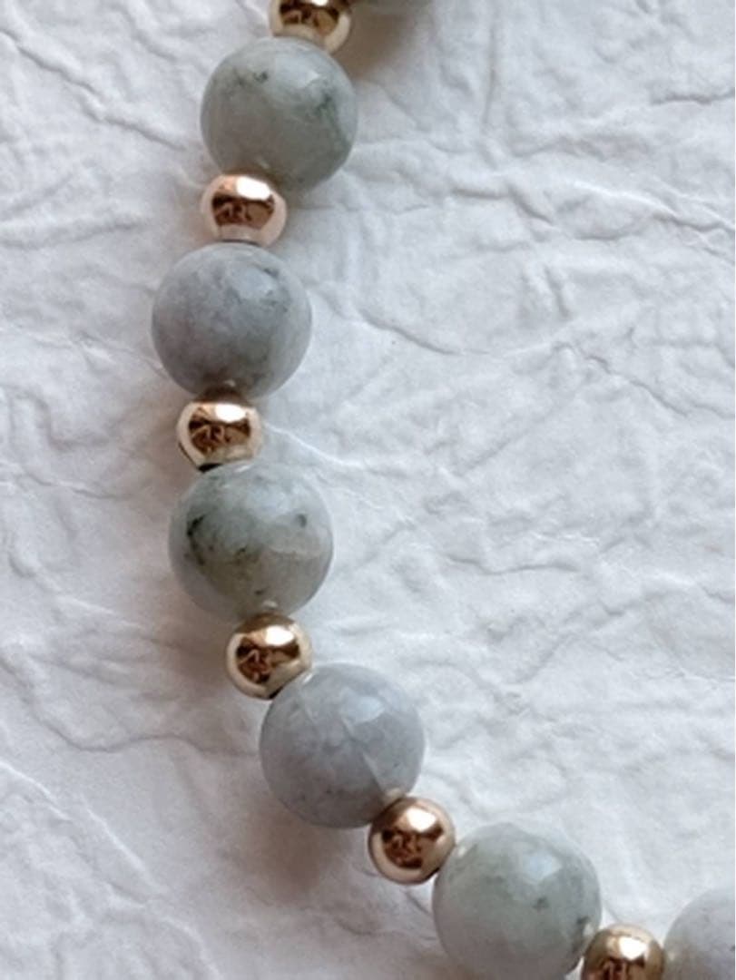 アウトレット糸魚川翡翠ビーズと糸魚川翡翠管玉と水晶のブレスレット証明書、桐箱付き