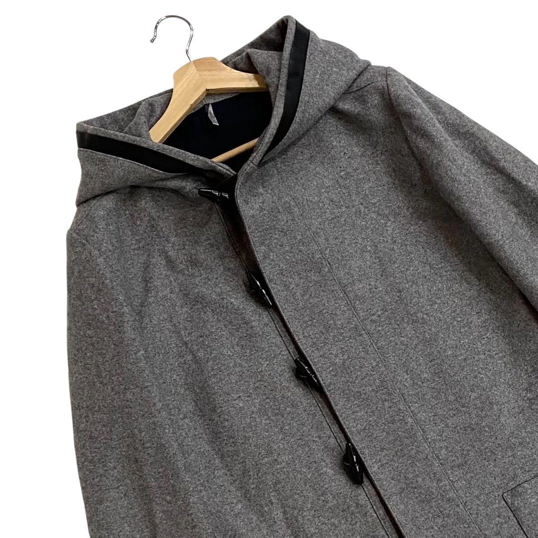 ディオールオム クリス期 ダッフルコート メンズ 50 ラムレザートリム ウール