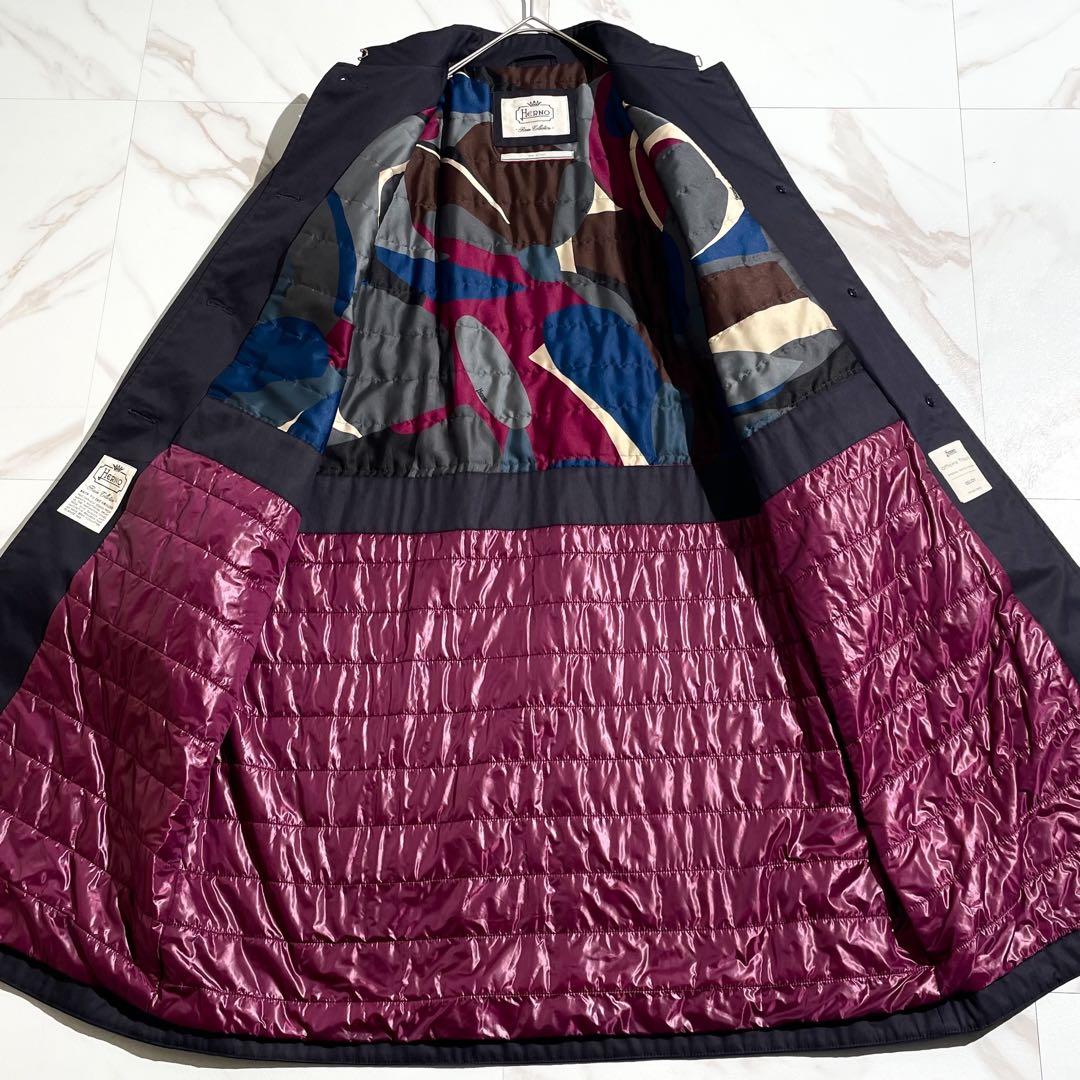 【美品/44】HERNO ヘルノ ステンカラーコート 裏地ダウン ベルト付き