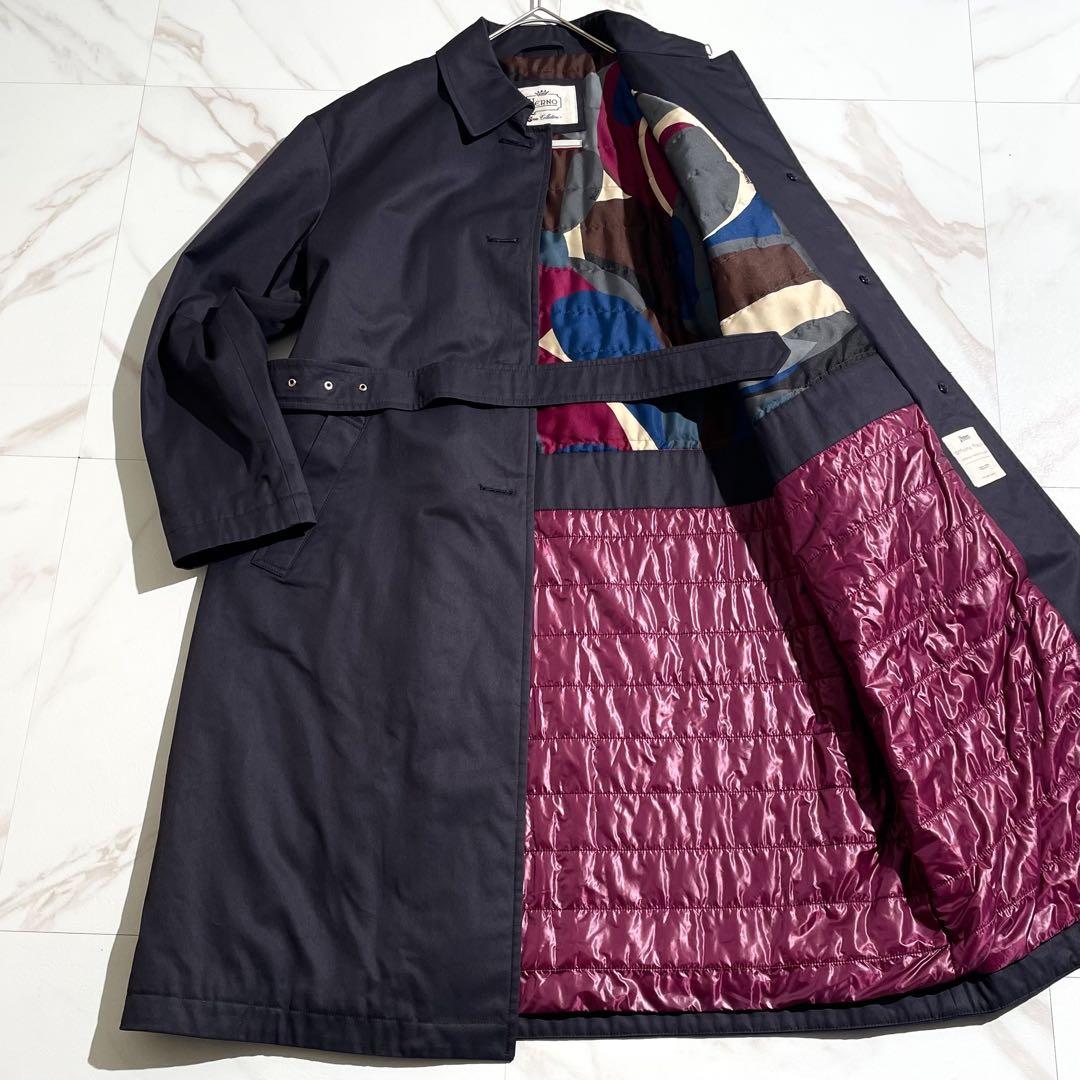 【美品/44】HERNO ヘルノ ステンカラーコート 裏地ダウン ベルト付き