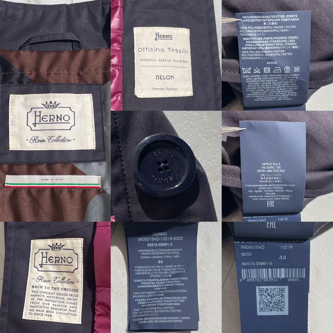 【美品/44】HERNO ヘルノ ステンカラーコート 裏地ダウン ベルト付き