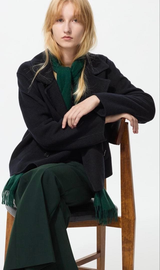 UNIQLO☆ダブルフェイスショートコート ネイビーM