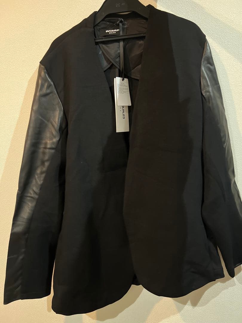 人気！1PIU1UGUALE3 RELAXレザースリーブノーカラージャケット