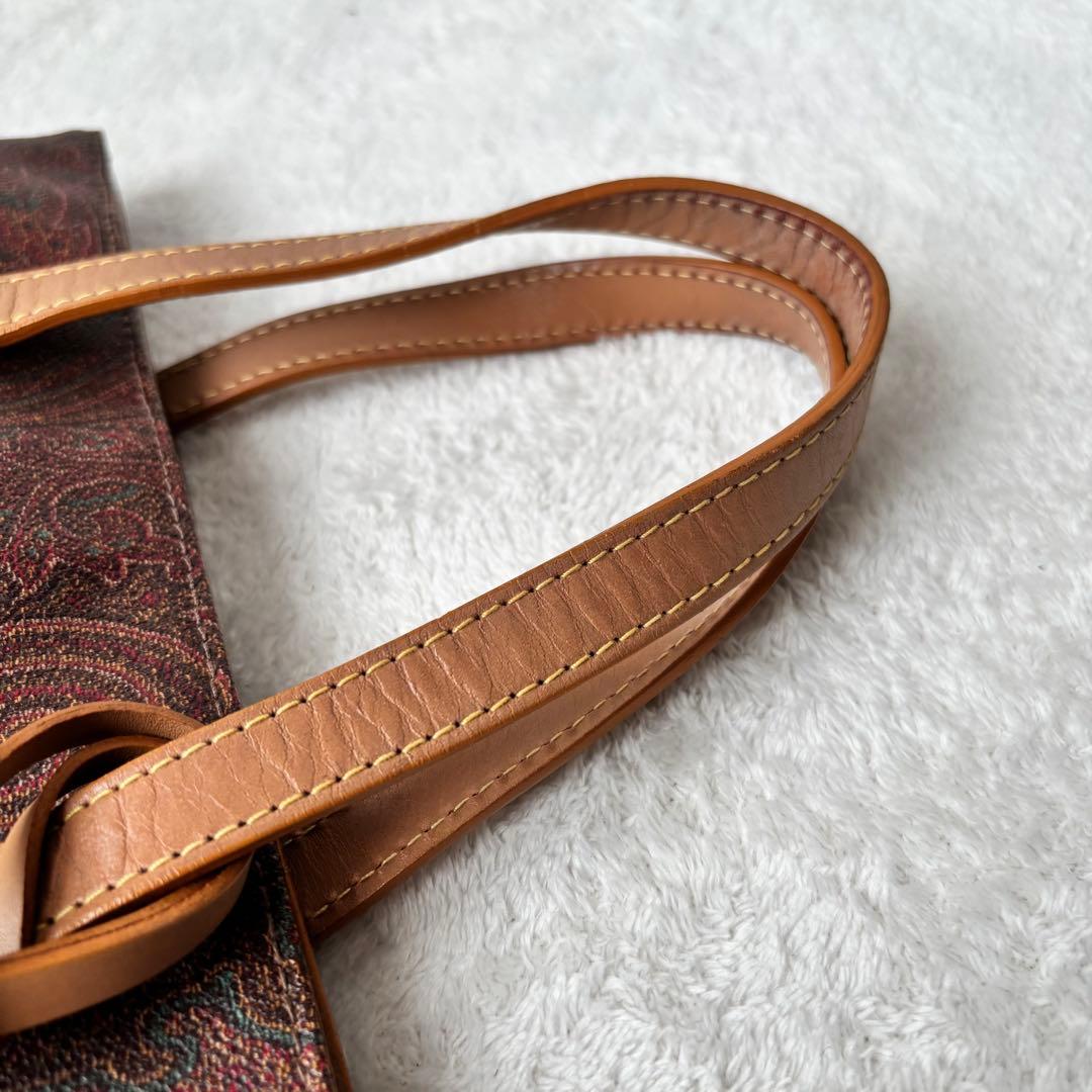 ✨️美品✨️ ETRO エトロ ペイズリー柄 レザー トートバッグ ブラウン