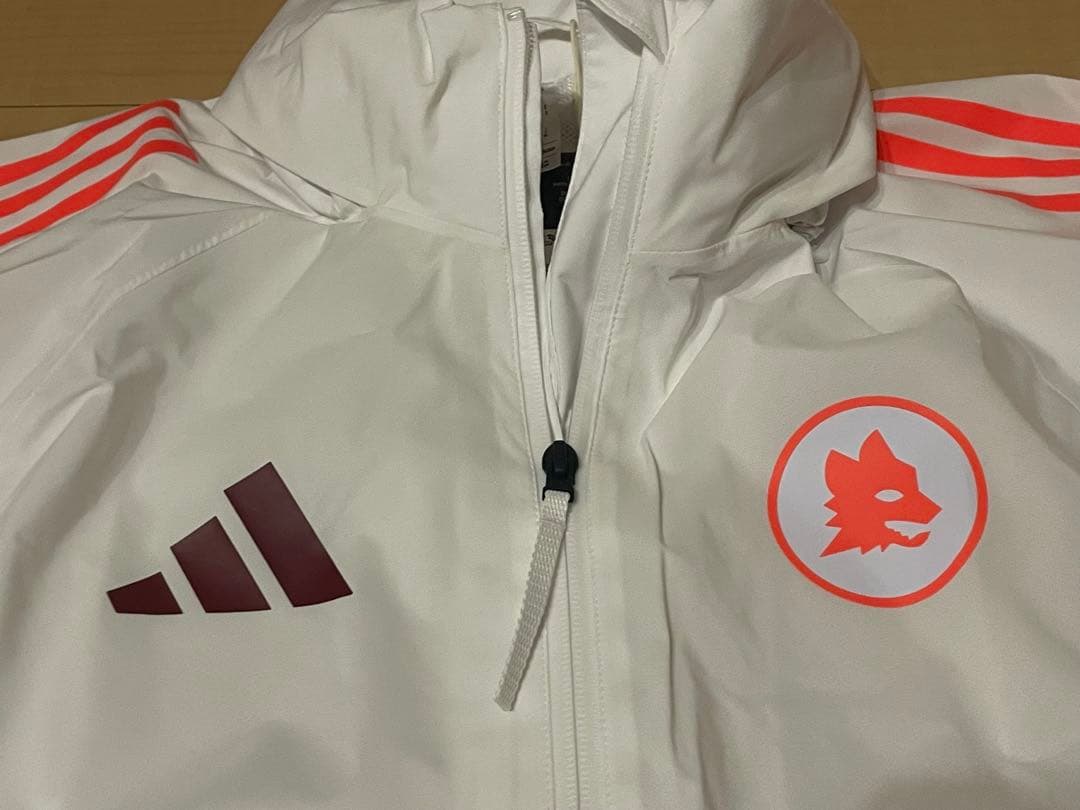 アディダスサッカーASローマトレーニング練習ウィンドブレーカー白24オレンジ25