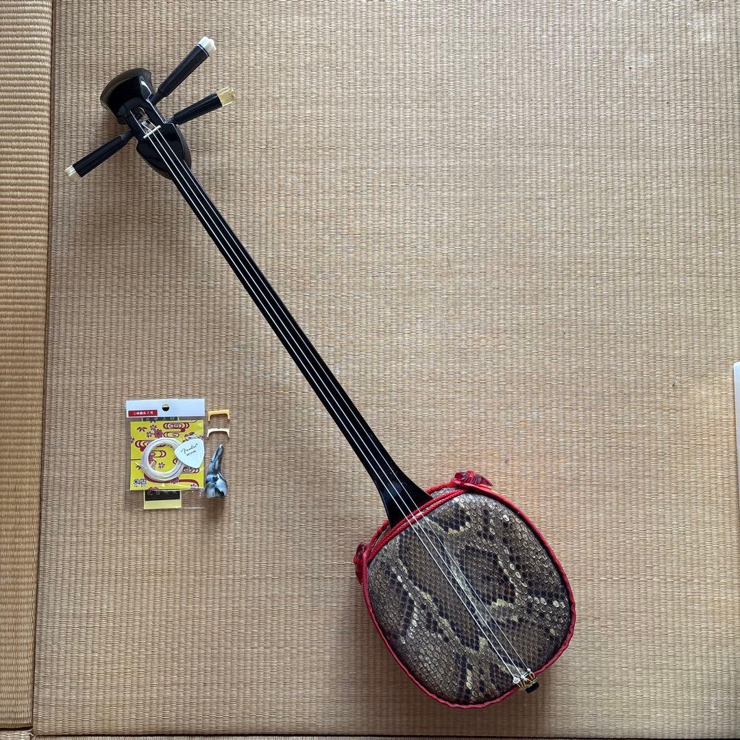 沖縄　琉球　三線　本蛇革　強化張り