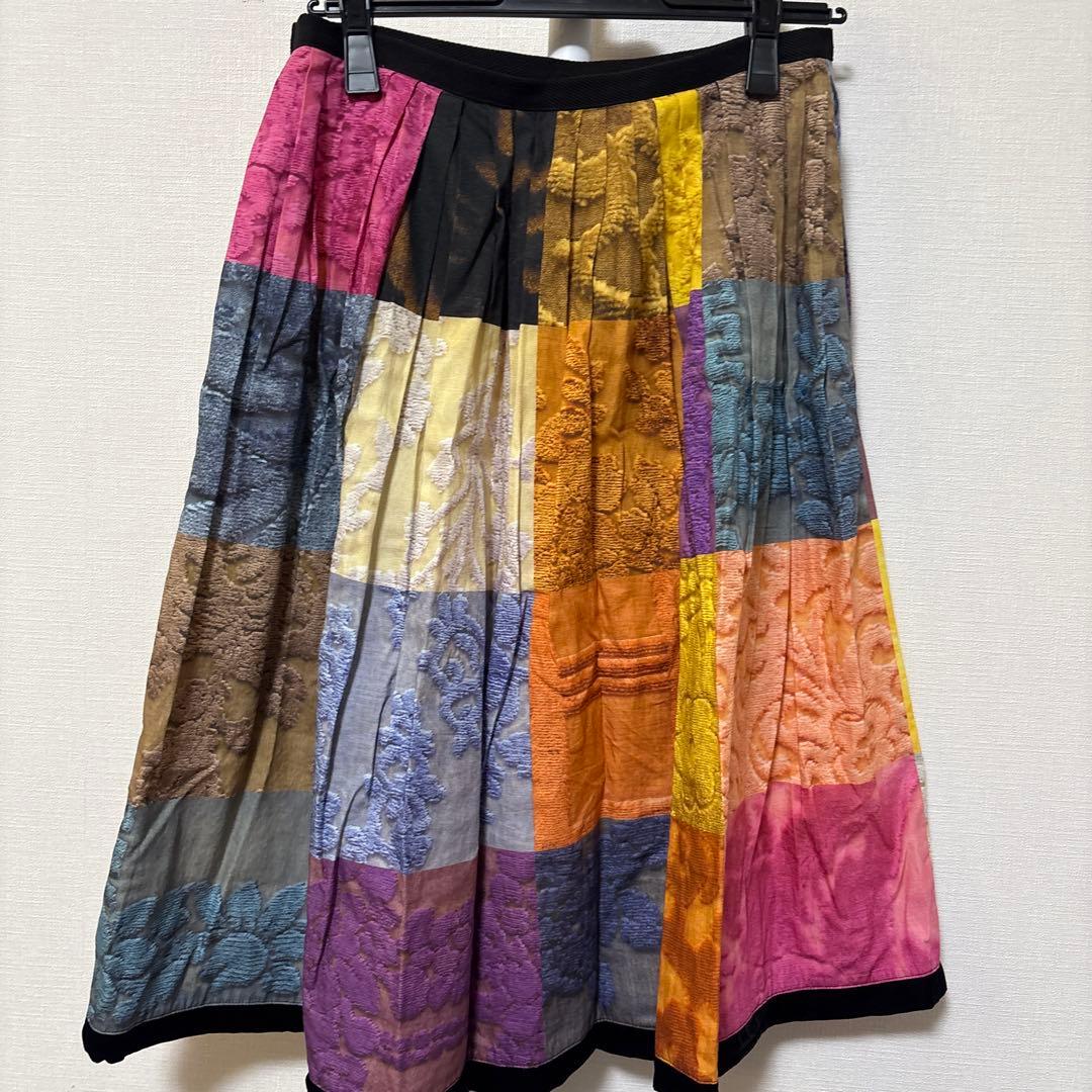 tricotCOMME desGARCONSマルチカラー プリーツフレアスカート