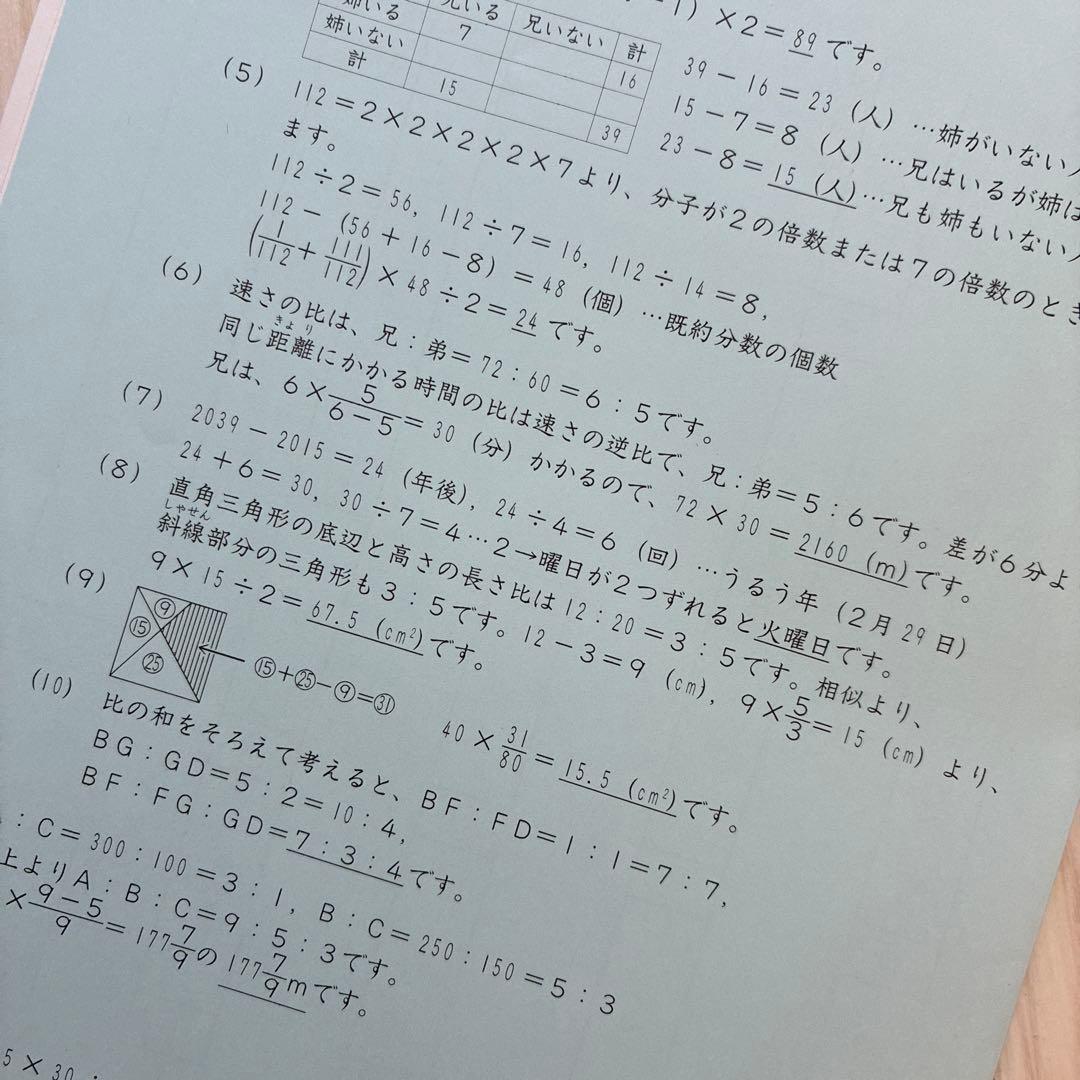 サピックス6年 算数デイリーチェック レベルH