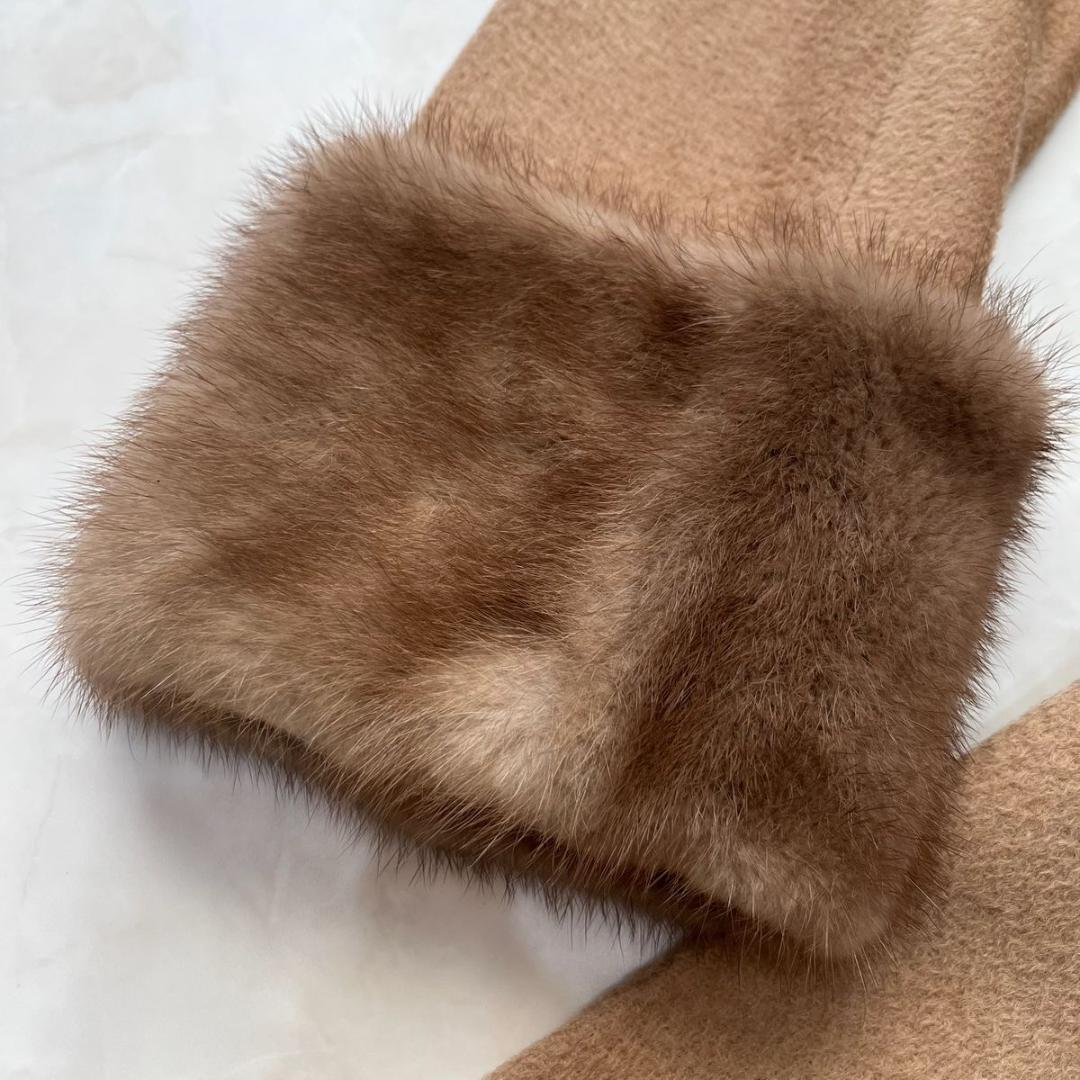 MaxMara ベルテッドファーコート 2way キャメル100% 36 S