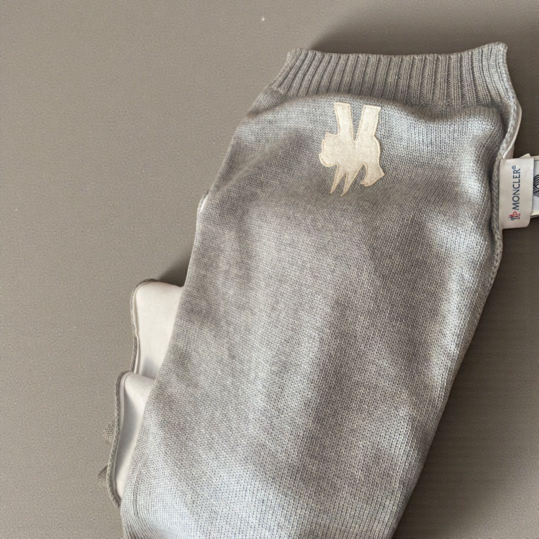 MONCLER マフラー ウール100% グレー 裏フリース付 やや傷あり