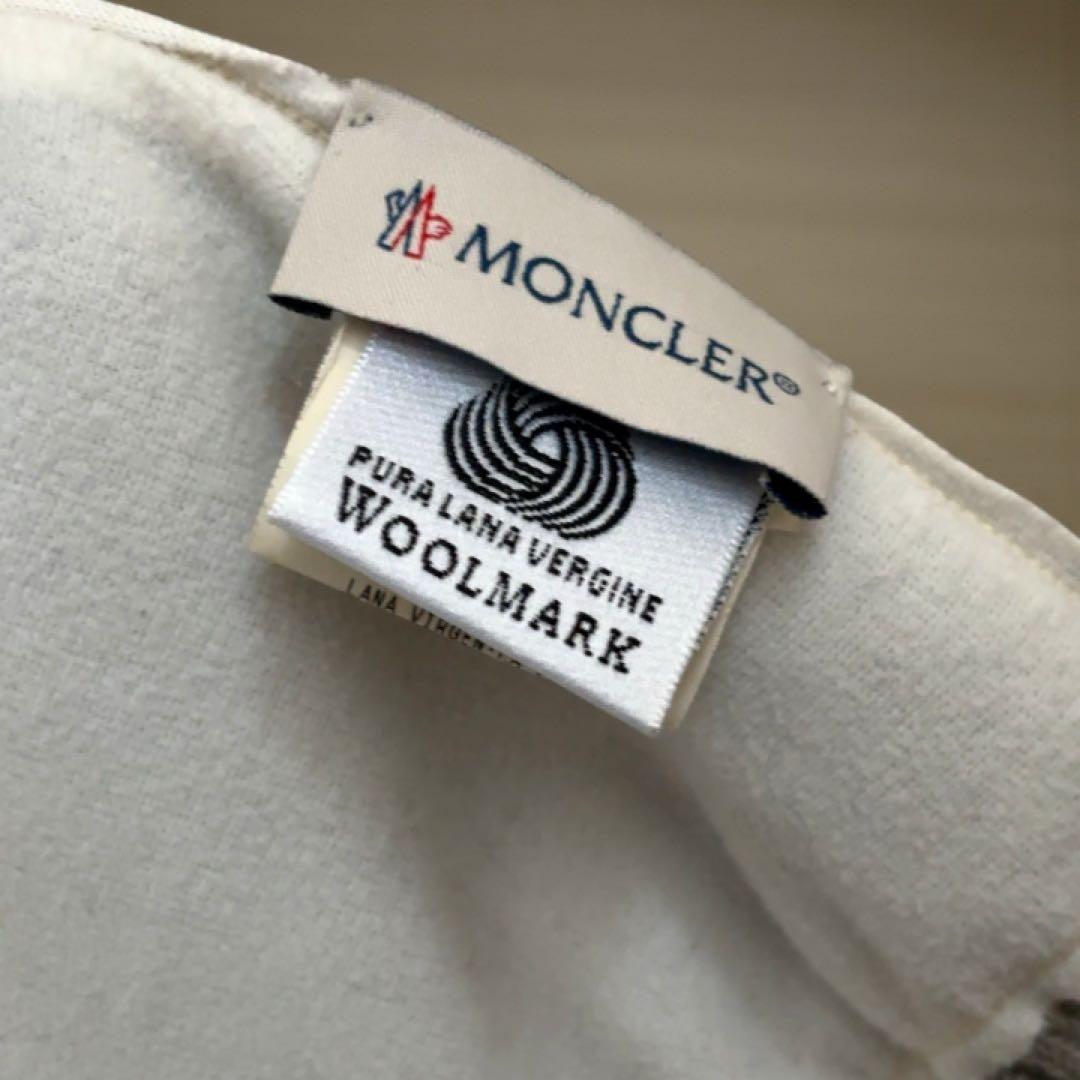 MONCLER マフラー ウール100% グレー 裏フリース付 やや傷あり