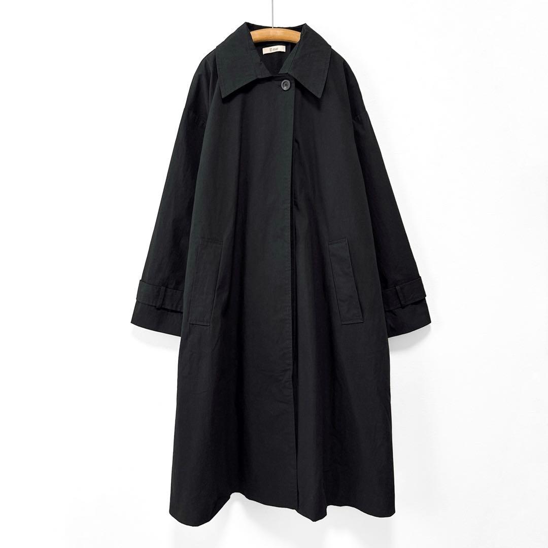 美品 キャナルジーン El mar ステンカラーコート オーバーサイズ 黒