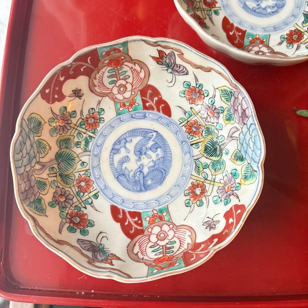 2152様感謝‼️いいとこどり‼️Dragon❌あじさい桐に蝶菊　七寸皿＆膾皿の2客