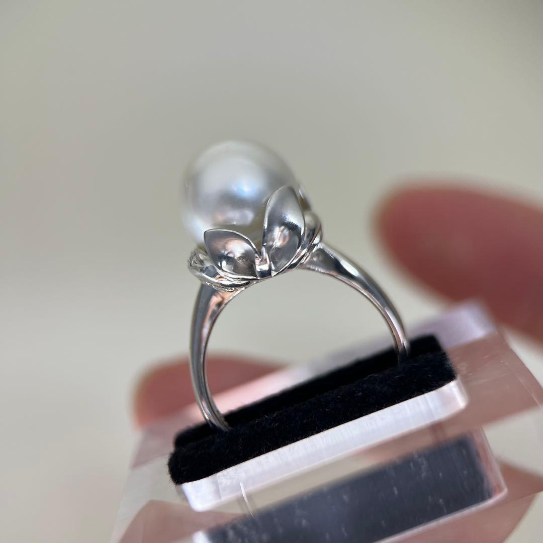 【新品】Pt900天然海水白蝶真珠リングダイヤモンドリング