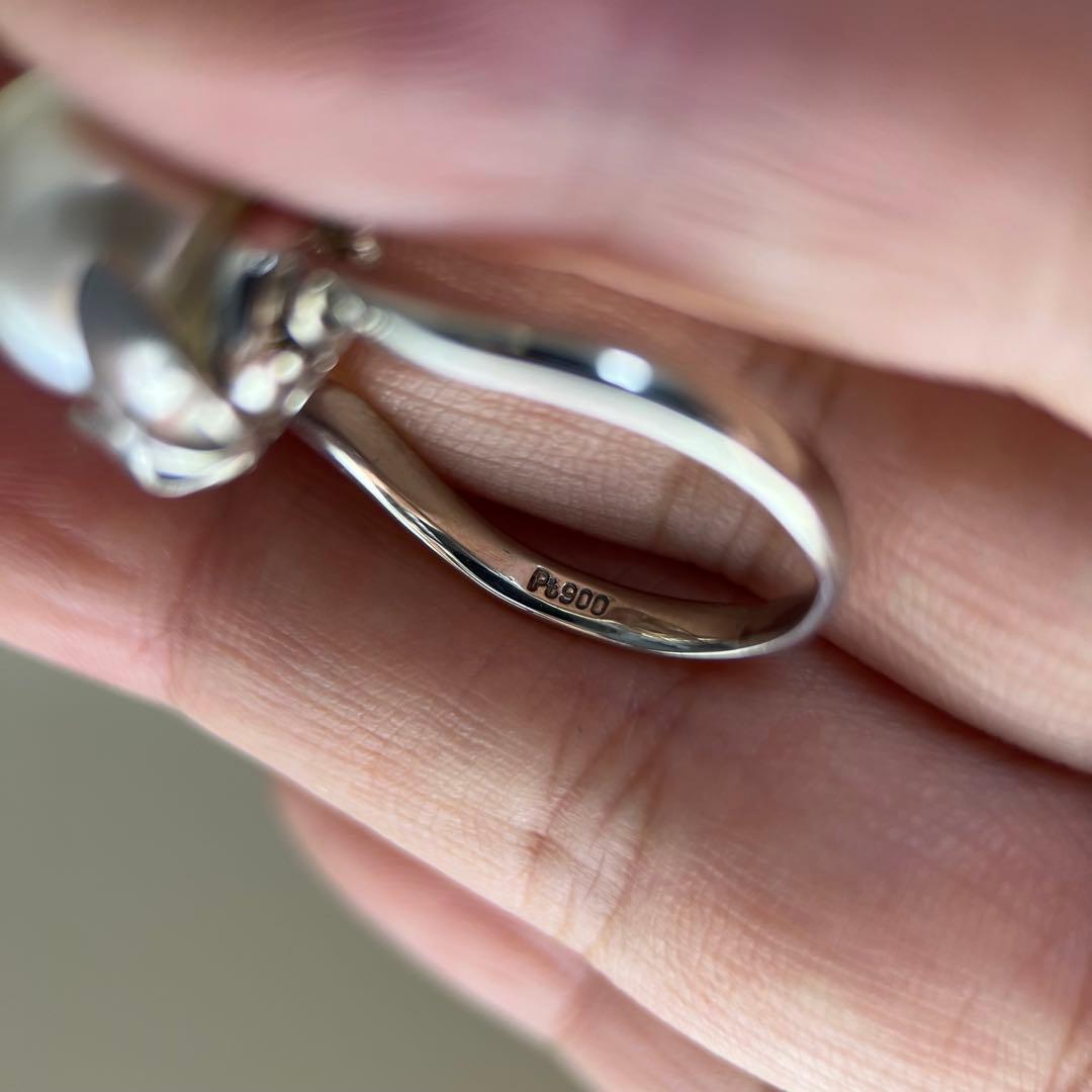 【新品】Pt900天然海水白蝶真珠リングダイヤモンドリング