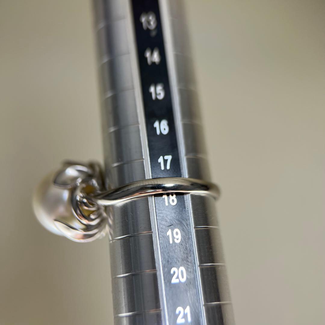 【新品】Pt900天然海水白蝶真珠リングダイヤモンドリング