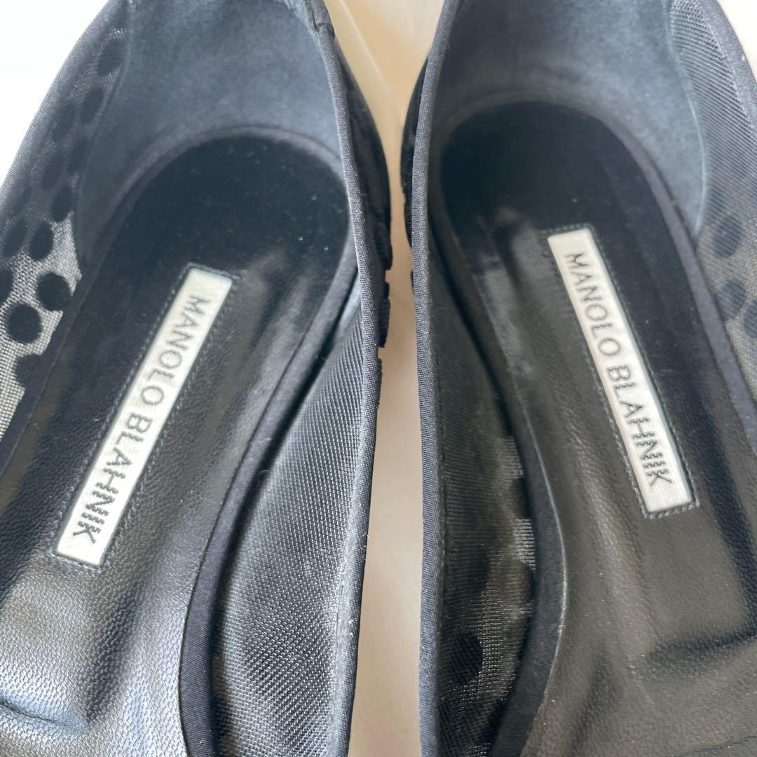 超美品　36.5 MANOLO BLAHNIK ブラック フラットシューズ