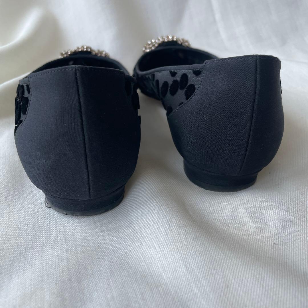 超美品　36.5 MANOLO BLAHNIK ブラック フラットシューズ