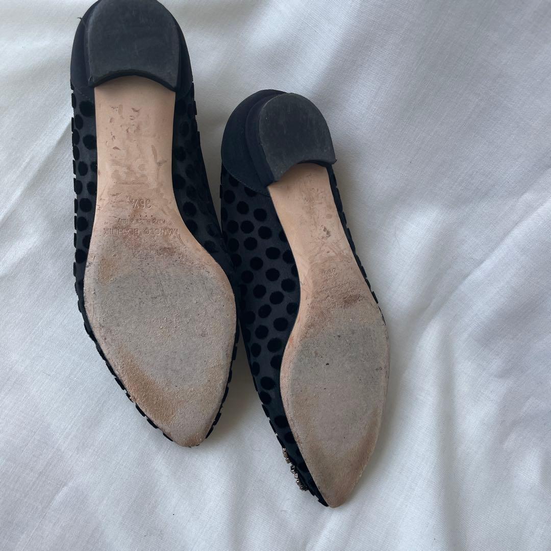 超美品　36.5 MANOLO BLAHNIK ブラック フラットシューズ