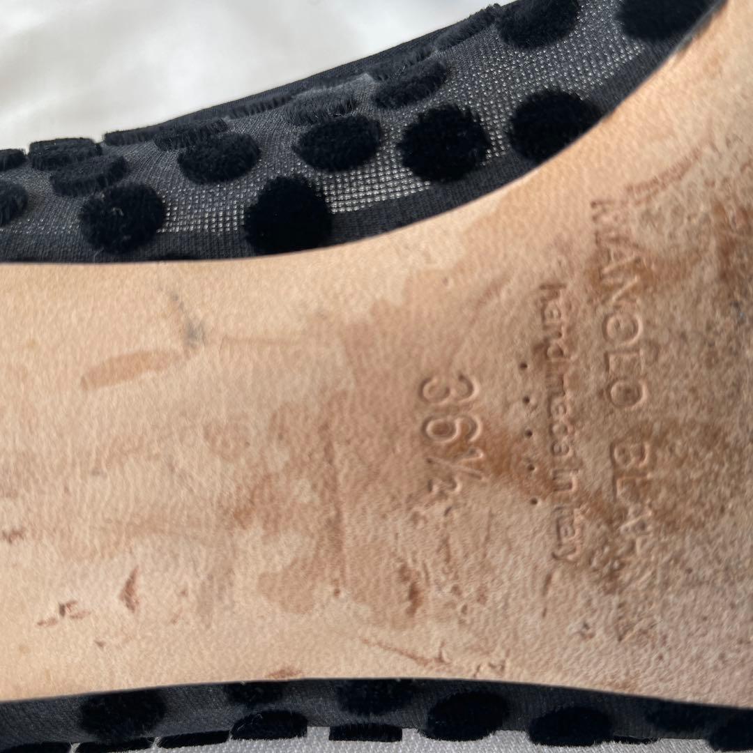 超美品　36.5 MANOLO BLAHNIK ブラック フラットシューズ