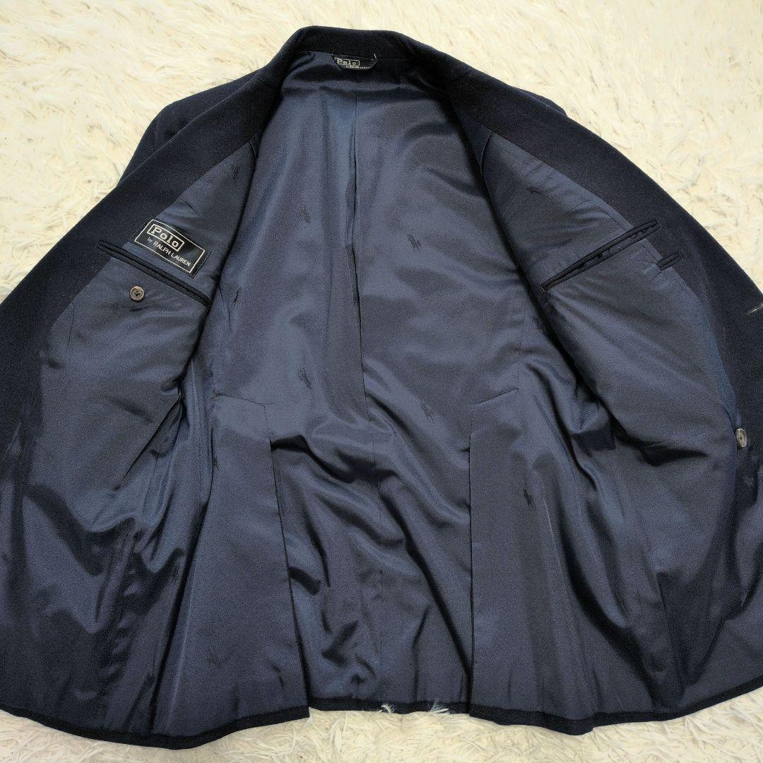 【極美品】ポロラルフローレン☆金ボタン　紺ブレ　90S　裏地ポニー総柄　ダブル