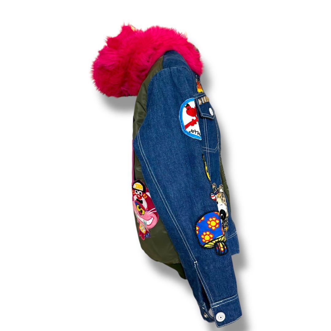超希少 JAM ジョイフルモンスター 刺繍 デニム×MA1 中綿ジャケット150