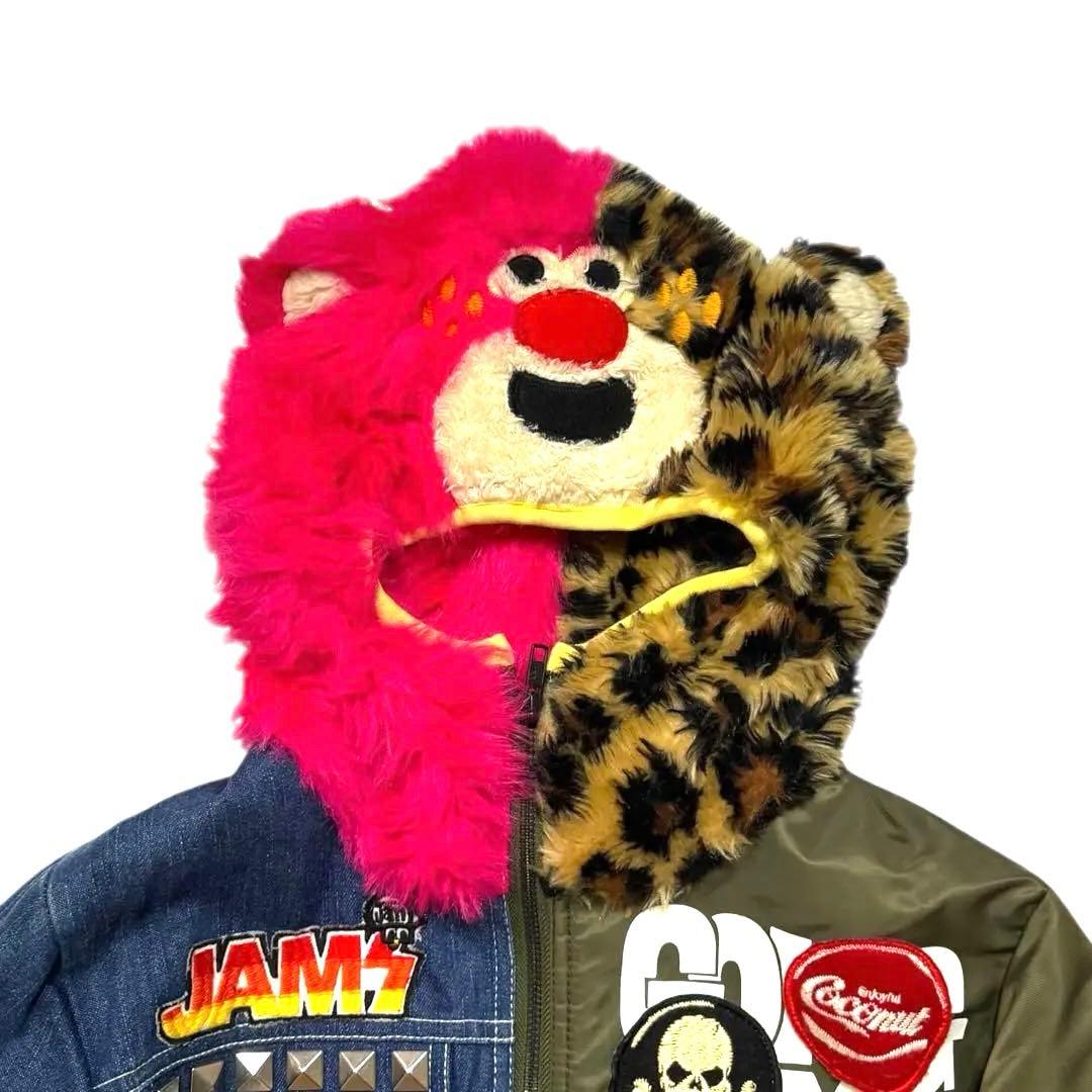 超希少 JAM ジョイフルモンスター 刺繍 デニム×MA1 中綿ジャケット150
