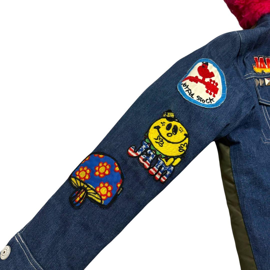 超希少 JAM ジョイフルモンスター 刺繍 デニム×MA1 中綿ジャケット150