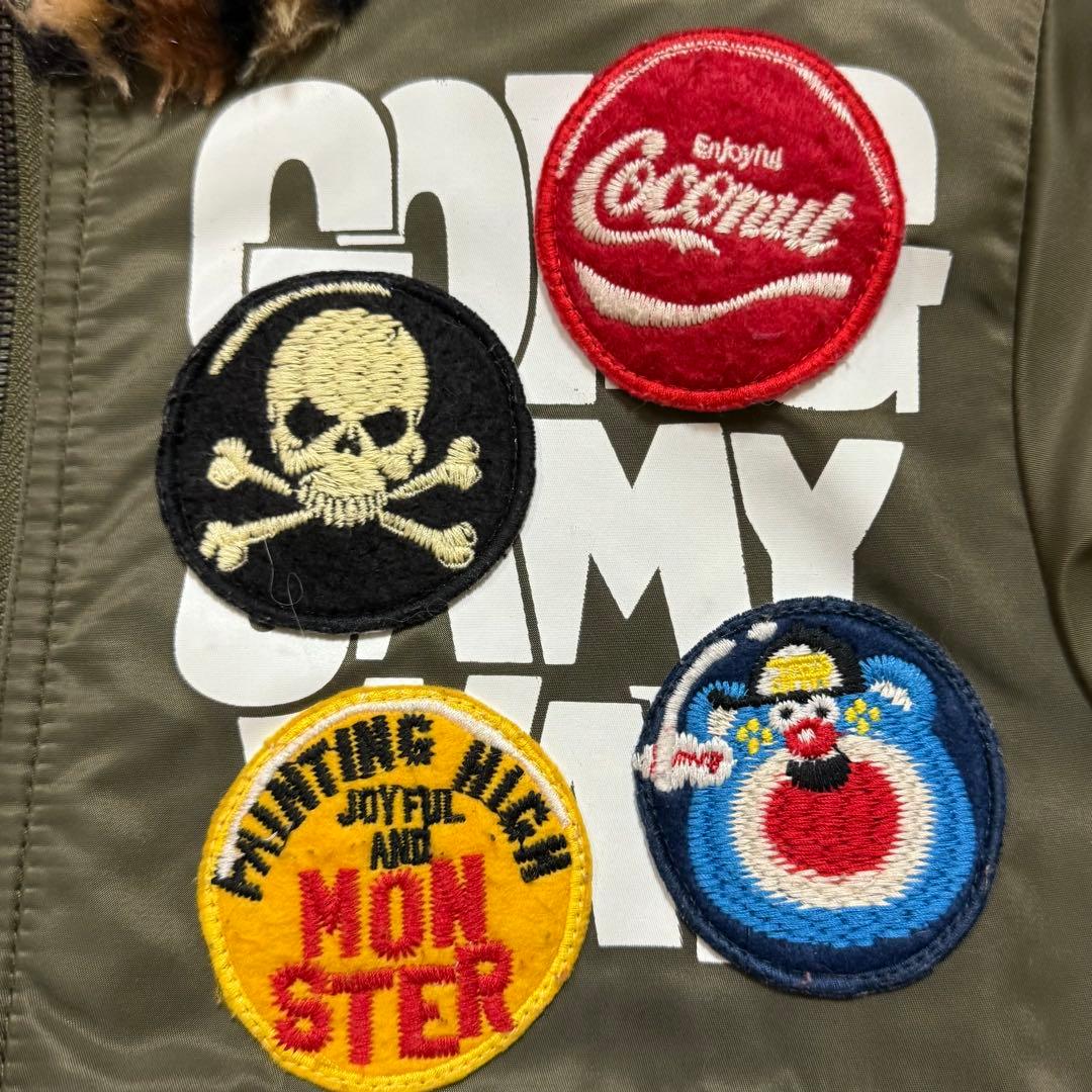 超希少 JAM ジョイフルモンスター 刺繍 デニム×MA1 中綿ジャケット150
