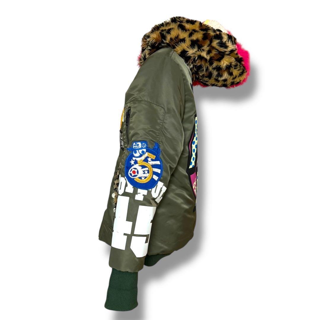 超希少 JAM ジョイフルモンスター 刺繍 デニム×MA1 中綿ジャケット150