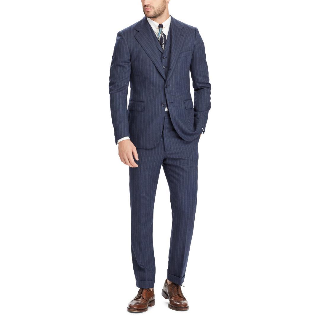 未使用 RRL ヴィンテージ 3ピース・スーツ 42 ネイビーマルチストライプ