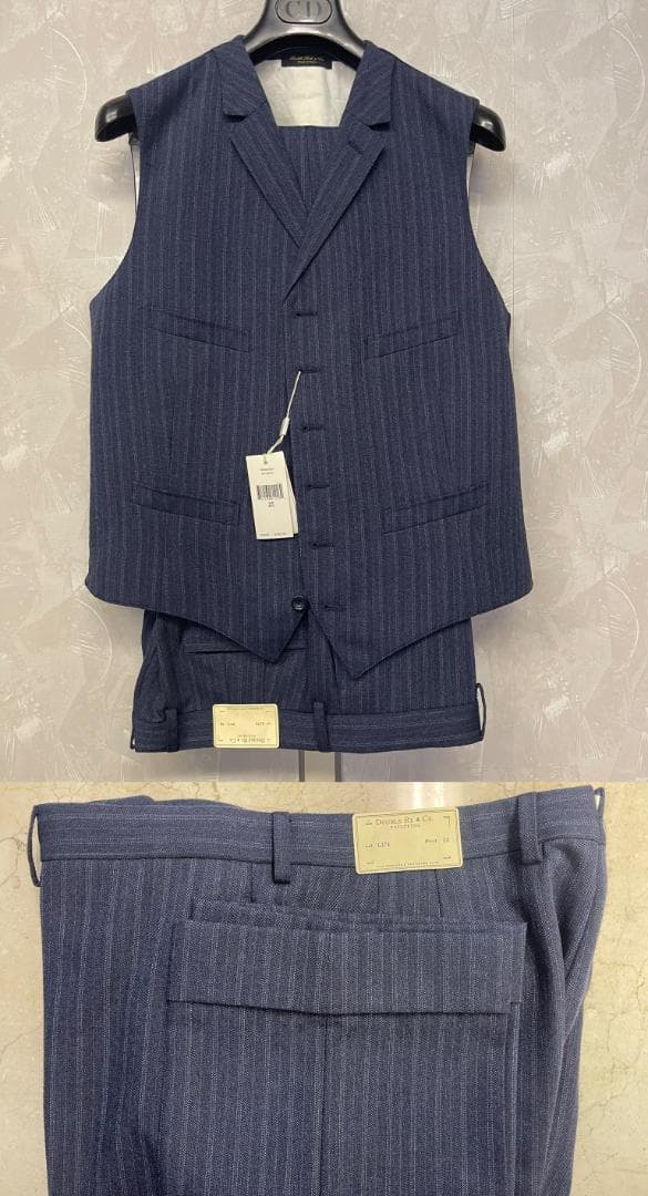 未使用 RRL ヴィンテージ 3ピース・スーツ 42 ネイビーマルチストライプ