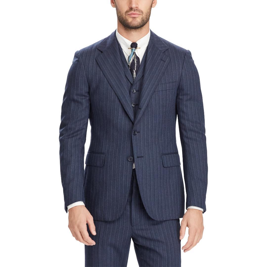 未使用 RRL ヴィンテージ 3ピース・スーツ 42 ネイビーマルチストライプ