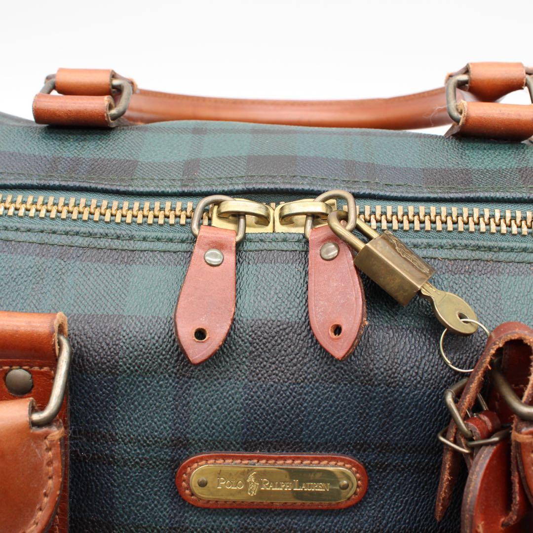 【美品】PoloRalphLauren タータンチェック ボストンバッグ PVC