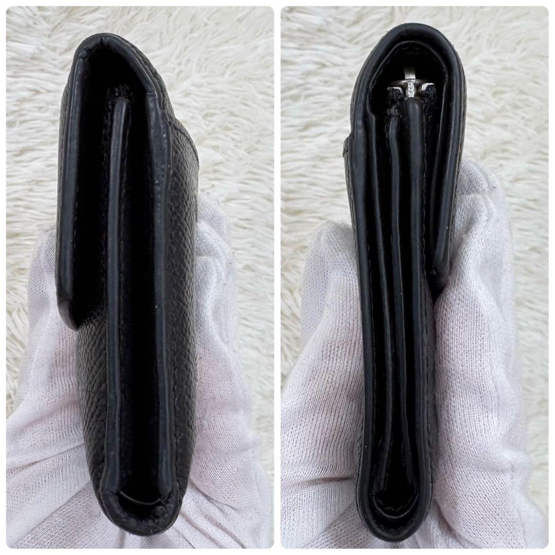 希少✨ メゾンマルジェラ 三つ折り財布 4ステッチ レザー ブラック ブラック