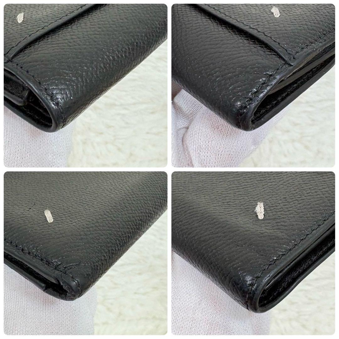 希少✨ メゾンマルジェラ 三つ折り財布 4ステッチ レザー ブラック ブラック