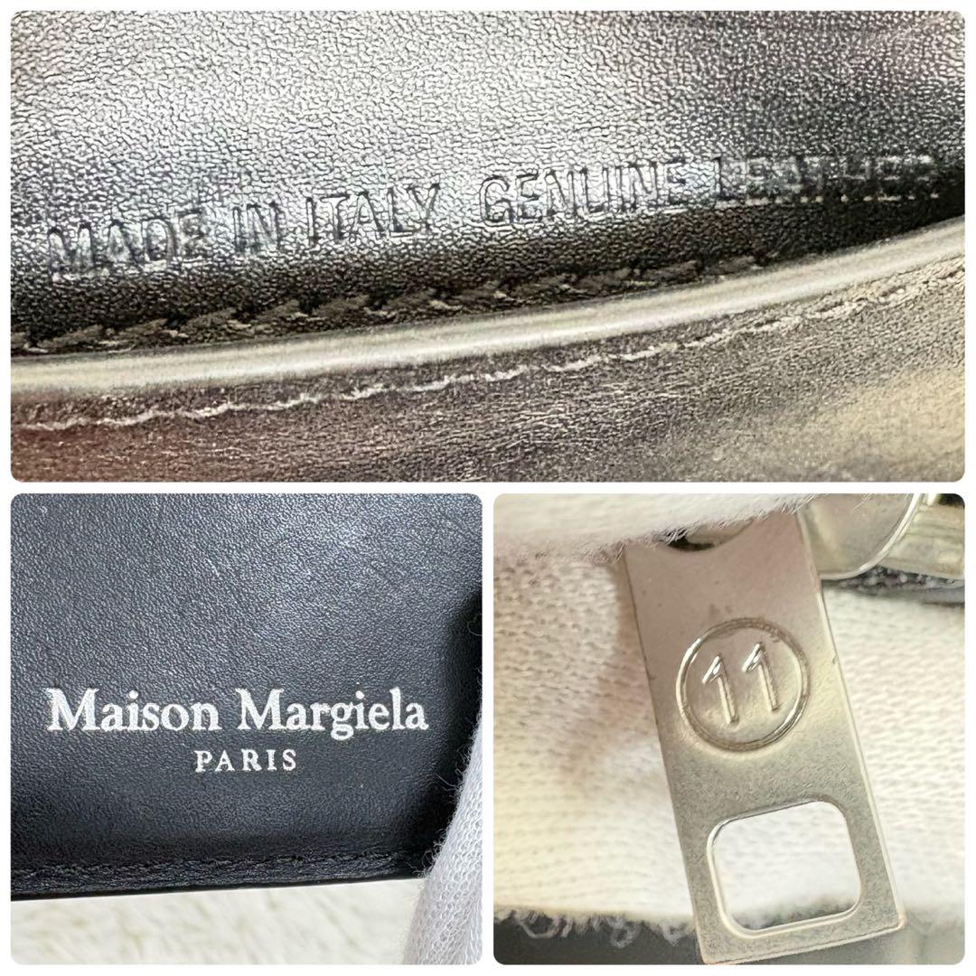 希少✨ メゾンマルジェラ 三つ折り財布 4ステッチ レザー ブラック ブラック