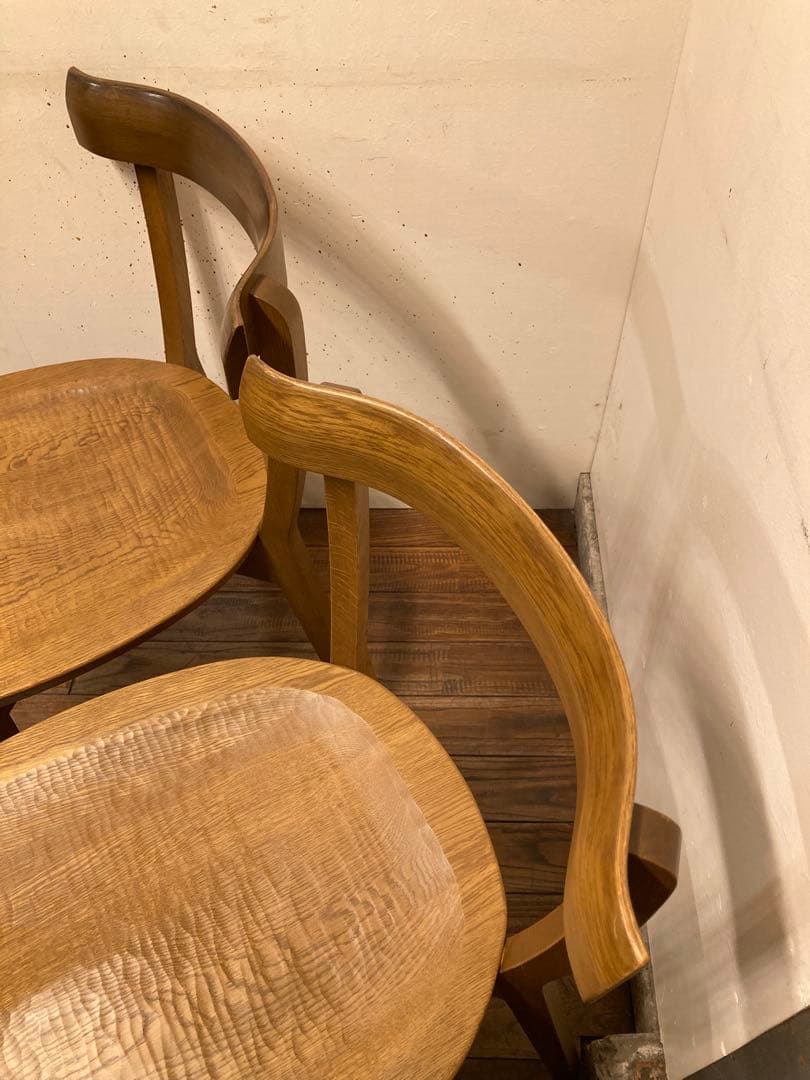 旭川家具 アーリータイムス オーク無垢材 DC-4 2脚セット 曲木 民芸 北欧